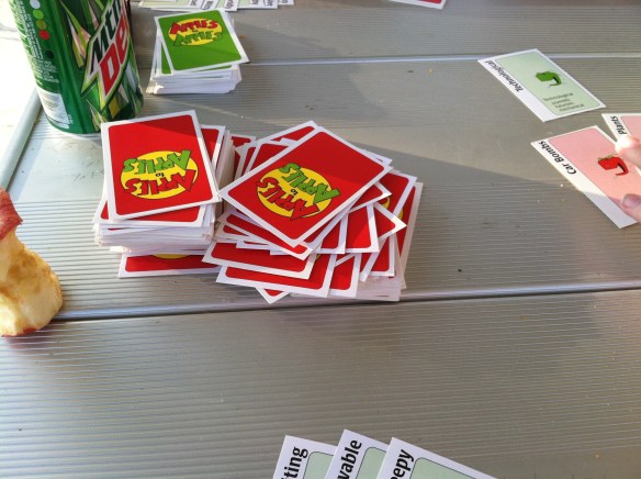 I introduced everyone to Egyptian Slapjack/ Ratscrew (which got slightly competitive!) and then we played some Apples to Apples.