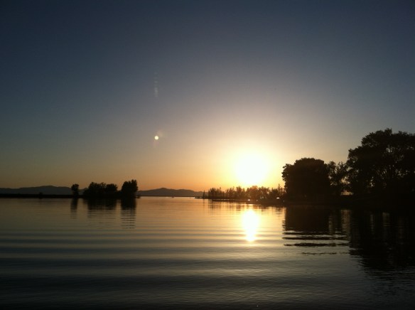 Sunset at Willard Bay.