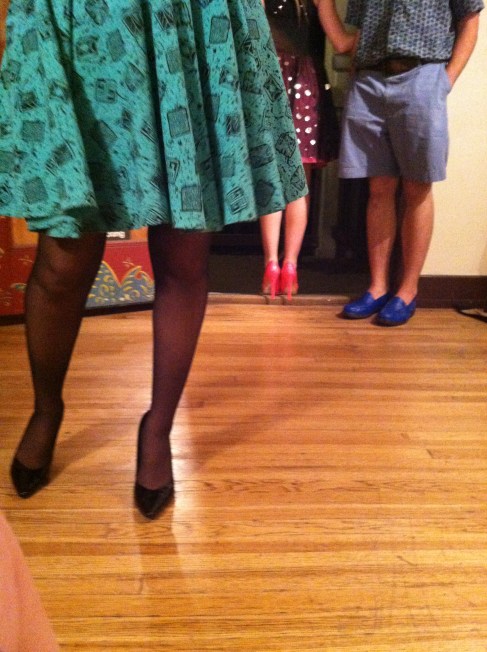 This is the not-so-on-purpose shoe picture I randomly ended up taking while playing with my camera. However I felt it was really fun with all the different color shoes and party dresses going on, so I kept it :) 